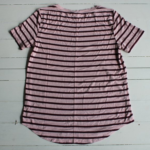 Soft Pink and Burgundy Striped T-Shirt - Picture 4 of 5